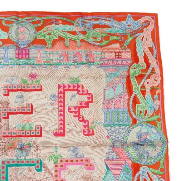 HERMES Red Silk Scarf - Picture 8 of 11